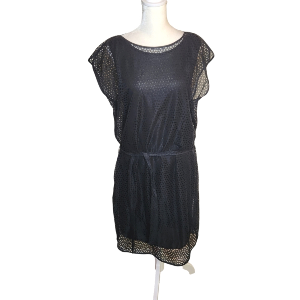 Boss Hugo Boss Burnout Dress with Tie Belt Black
